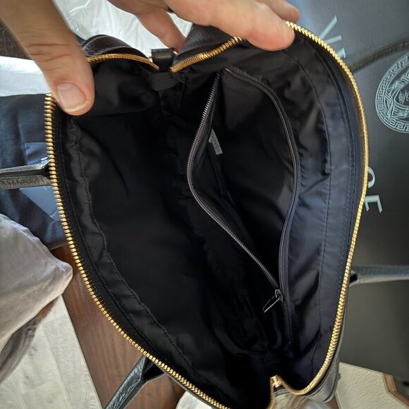 VERSACE 1013360 BLACK LEATHER MEDUSA MEDALION BRIEFCASE MESSENGER SHOULDER BAG - Picture 3 of 15